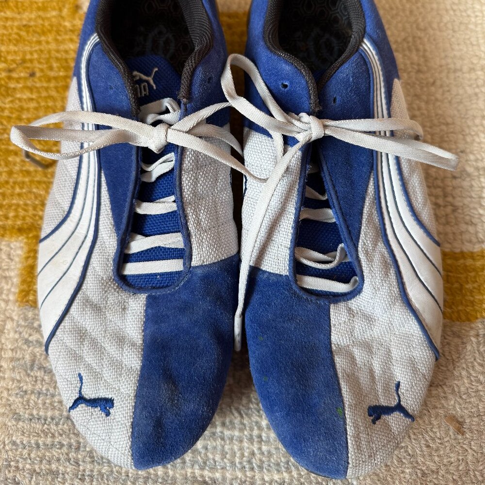 Puma Blue and Gray Suede Sneaker Mens 9.5